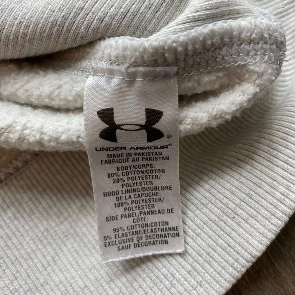 Under Armour UA Storm Women Medium Gray Purple‎ Logo Fleece Hoodie Sweatshirt